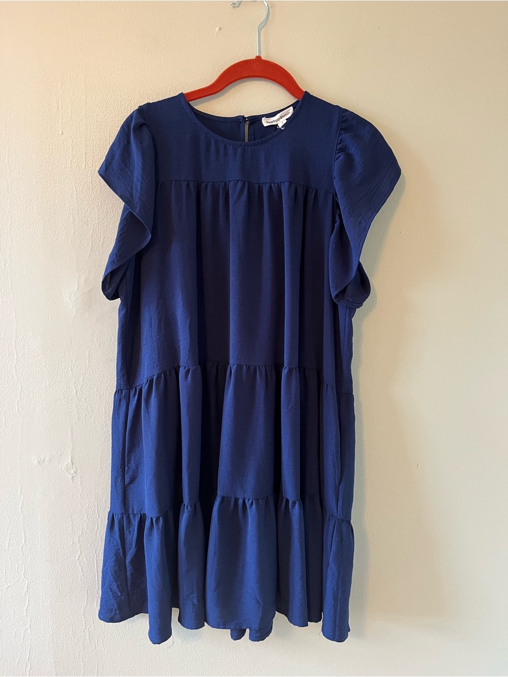 Newbury Kustom Navy Tiered Flutter Dress Effortless Comfort  Coastal